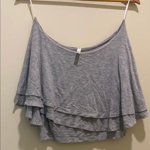 Off the Shoulder Grey Cropped Top